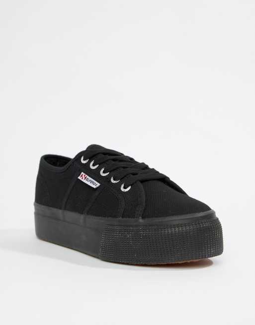 Superga 2790 linea flatform trainers sale in black