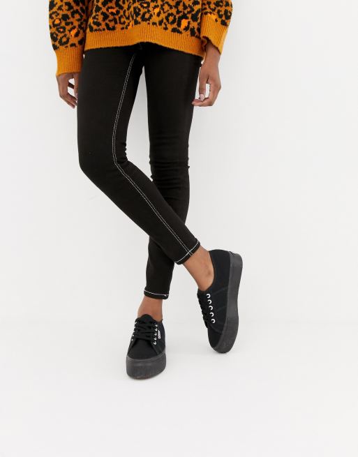 Superga 2790 linea flatform trainers sale in black