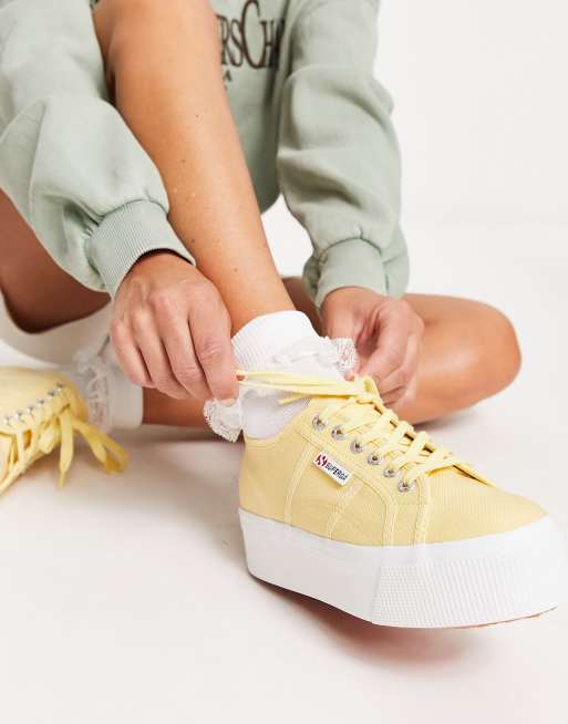 Superga 2790 Linea flatfrom trainers in beige ASOS