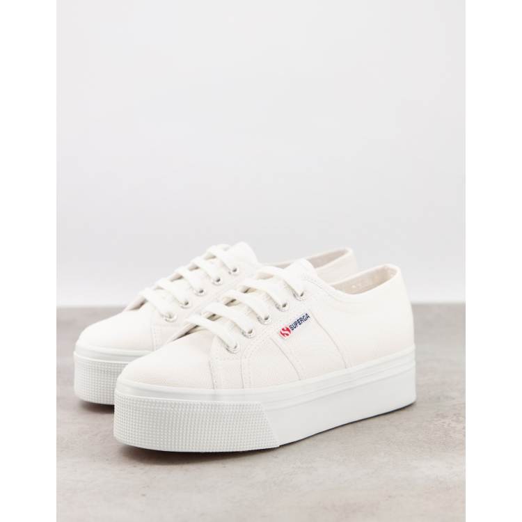 Superga platform nere suola bianca sale