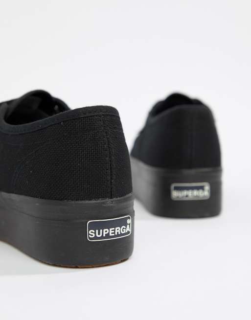 Superga platform pelle nera online