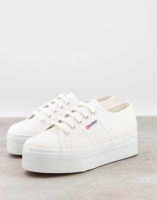 Superga  2790 Linea  Bia?e buty sportowe na grubej platformie-Bia?y Bia?y