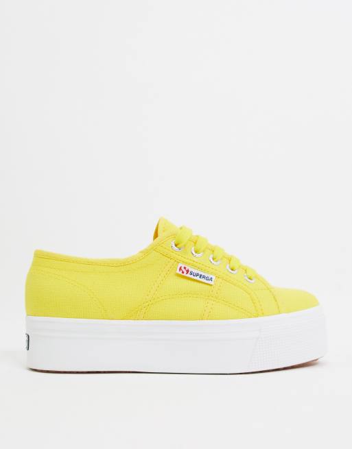 Superga 2790 linea up down canvas flatform trainer in yellow ASOS