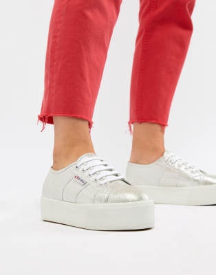 superga silver flatforms