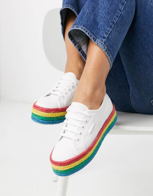 Superga 2790 espadrille on sale flatform trainers in white