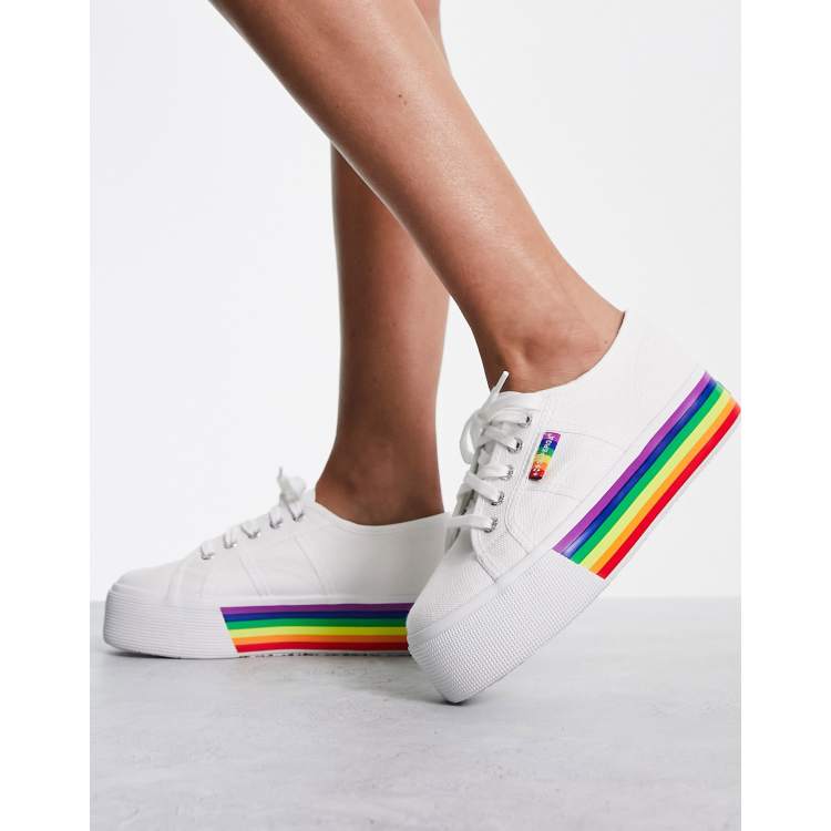 Rainbow superga hot sale platform shoes