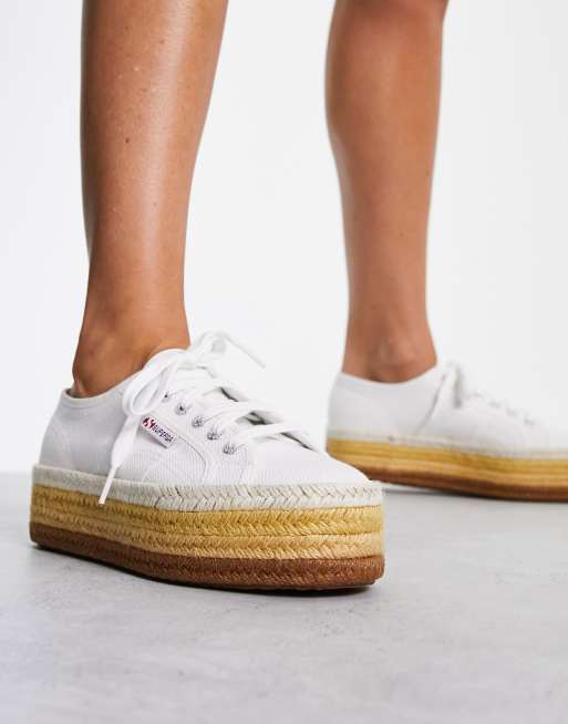 Superga 279 espadrille on sale flatform trainers in white