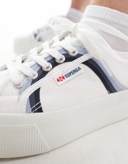 Superga 2790 round stripes trainers in white