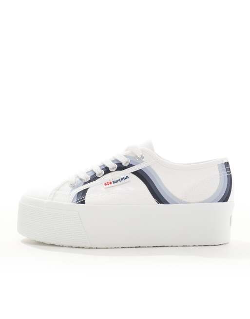 Superga 2790 round stripes trainers in white ASOS