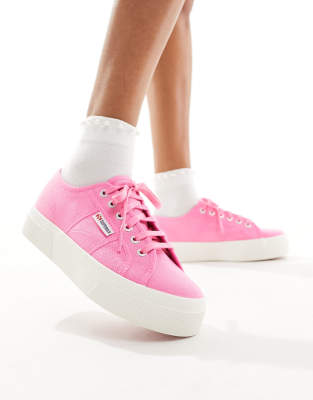 Superga - 2790 - Sneaker in Rosa mit flacher Plateausohle