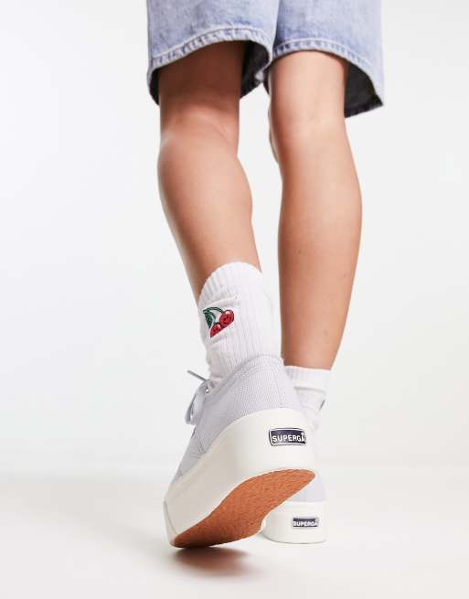 Superga platform clearance grigie