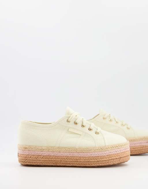 Superga - 2790 - Sneakers stile espadrilles beige con suola a contrasto