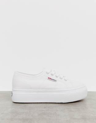superga white leather flatform