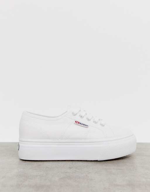 White cheap flatform plimsolls