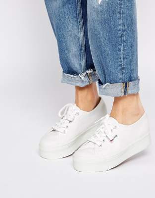 superga leather flatform