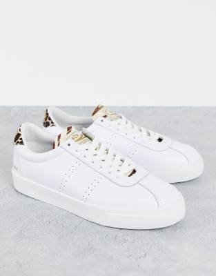 superga white leather leopard