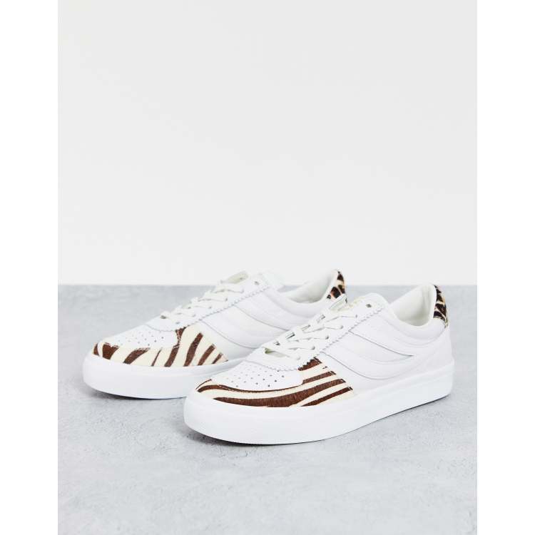 Superga 2846 lace up trainer in white and leopard ASOS