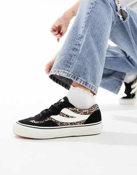 Superga 2941 revolley leopard print trainer in black - BLACK - view 1