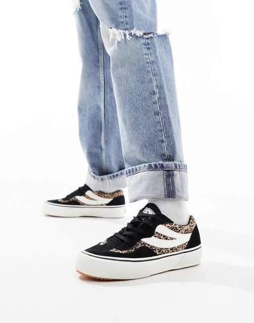 Superga 2941 revolley leopard trainer in black