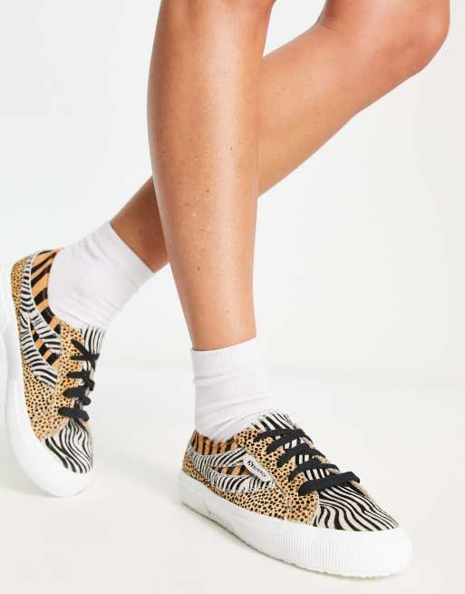 Superga animal print outlet trainers