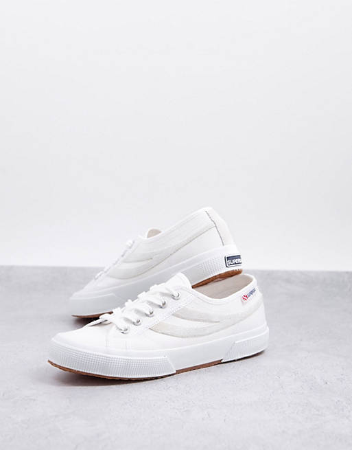 Superga 2953 swallow tail classic trainers in white beige