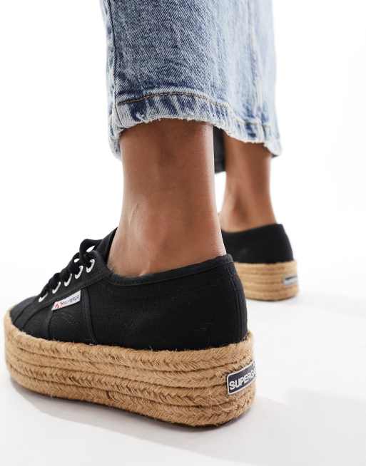 Superga Baskets a plateforme avec semelle corde Noir