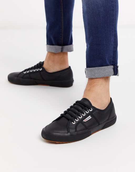 Superga black shop on feet