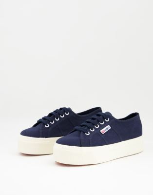 Superga flatform trainers in navy