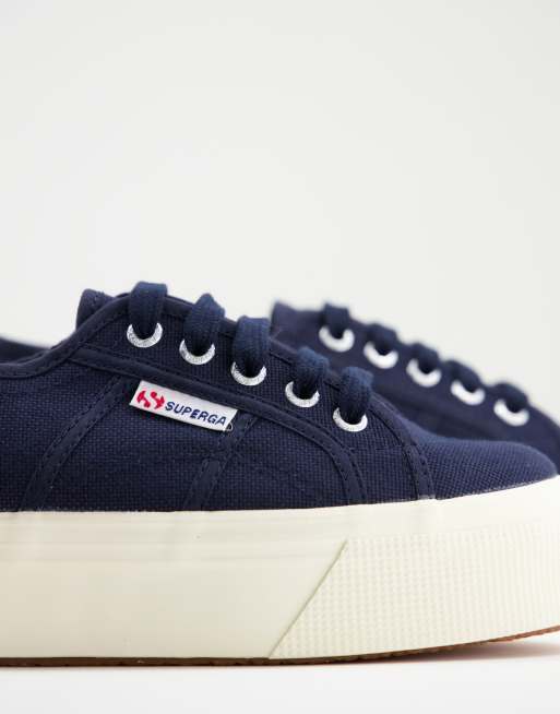 Superga flatform trainers in navy ASOS