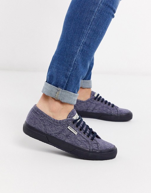 Superga lace up trainer in blue