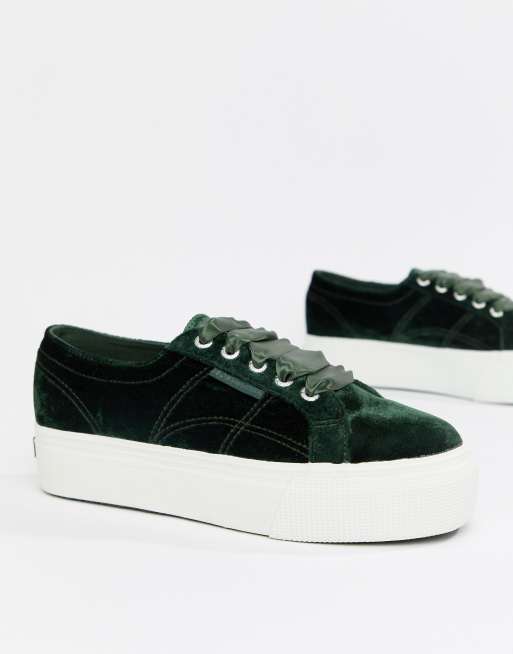 Superga velvet outlet platform sneakers