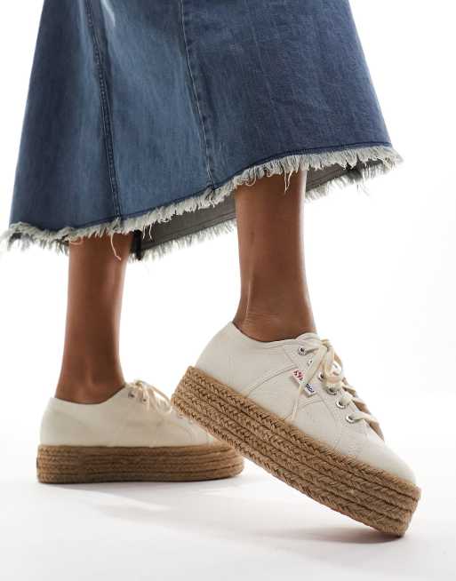 Superga rope sole trainers in beige ASOS