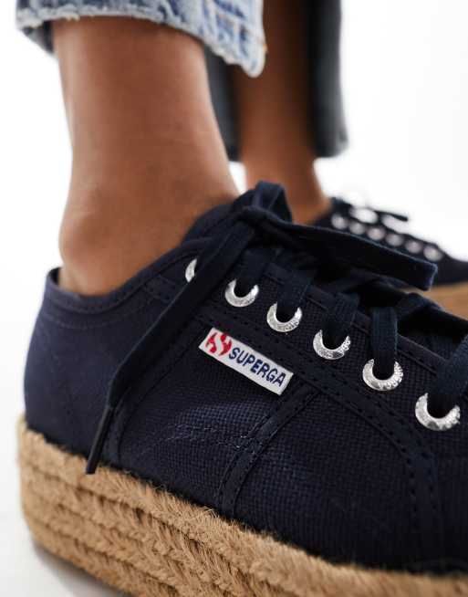 Superga rope sole trainers in navy