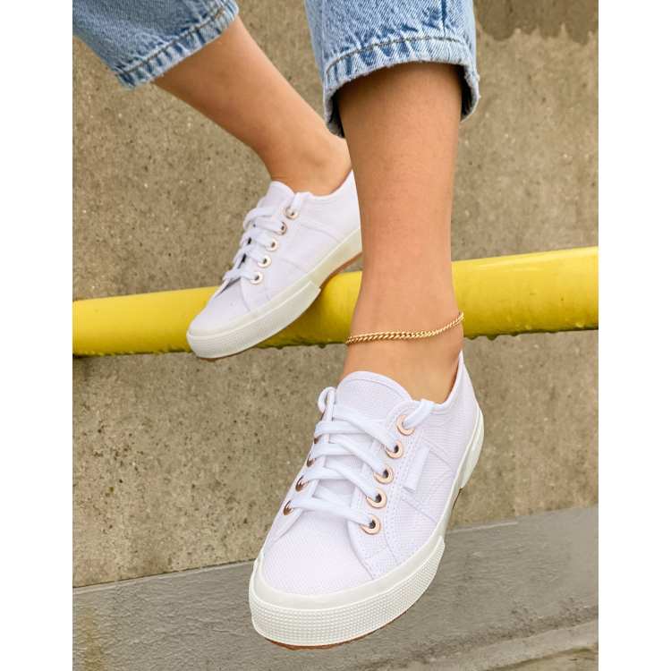 Superga Scarpe di tela stringate con occhielli oro rosa colore