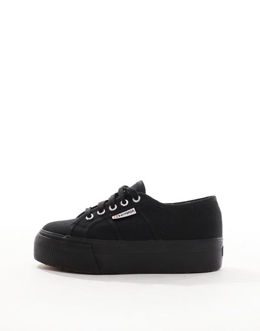 Superga all black platform hot sale sneakers