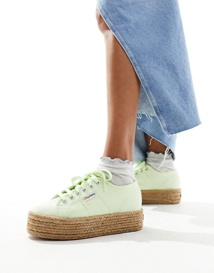 Superga trainers in lime green-White