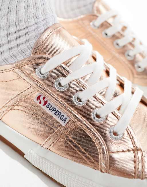 Superga trainers in metallic rose gold