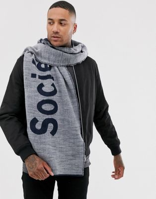 фото Супермягкий прямоугольный шарф с надписью asos design-серый