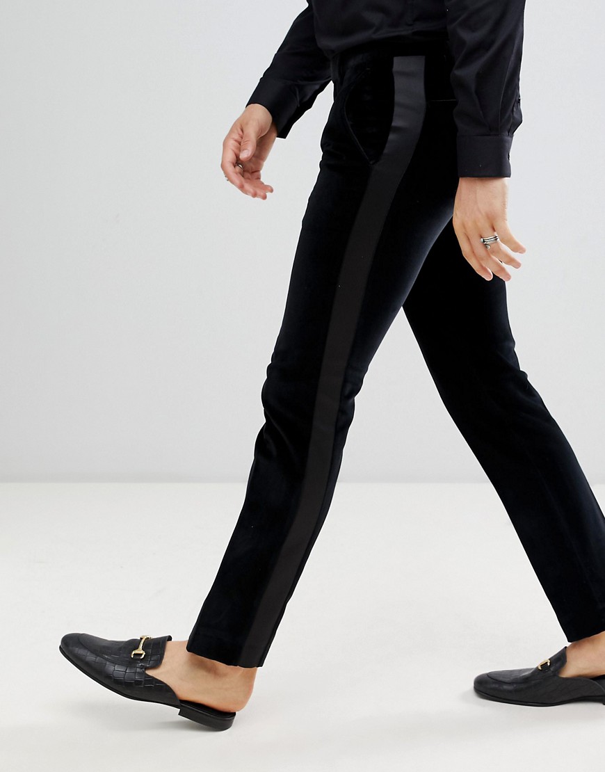 фото Супероблегающие бархатные брюки с полосами по бокам twisted tailor-черный