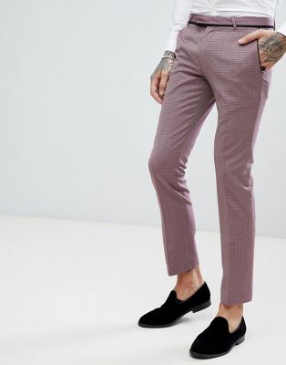 фото Супероблегающие брюки в стиле смокинга с геометрическим узором noose & monkey-фиолетовый