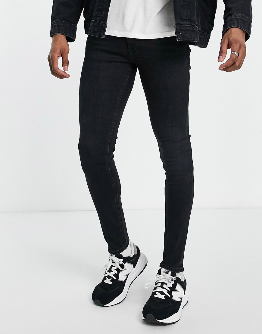 фото Супероблегающие джинсы черного выбеленного цвета jack & jones intelligence tom-черный