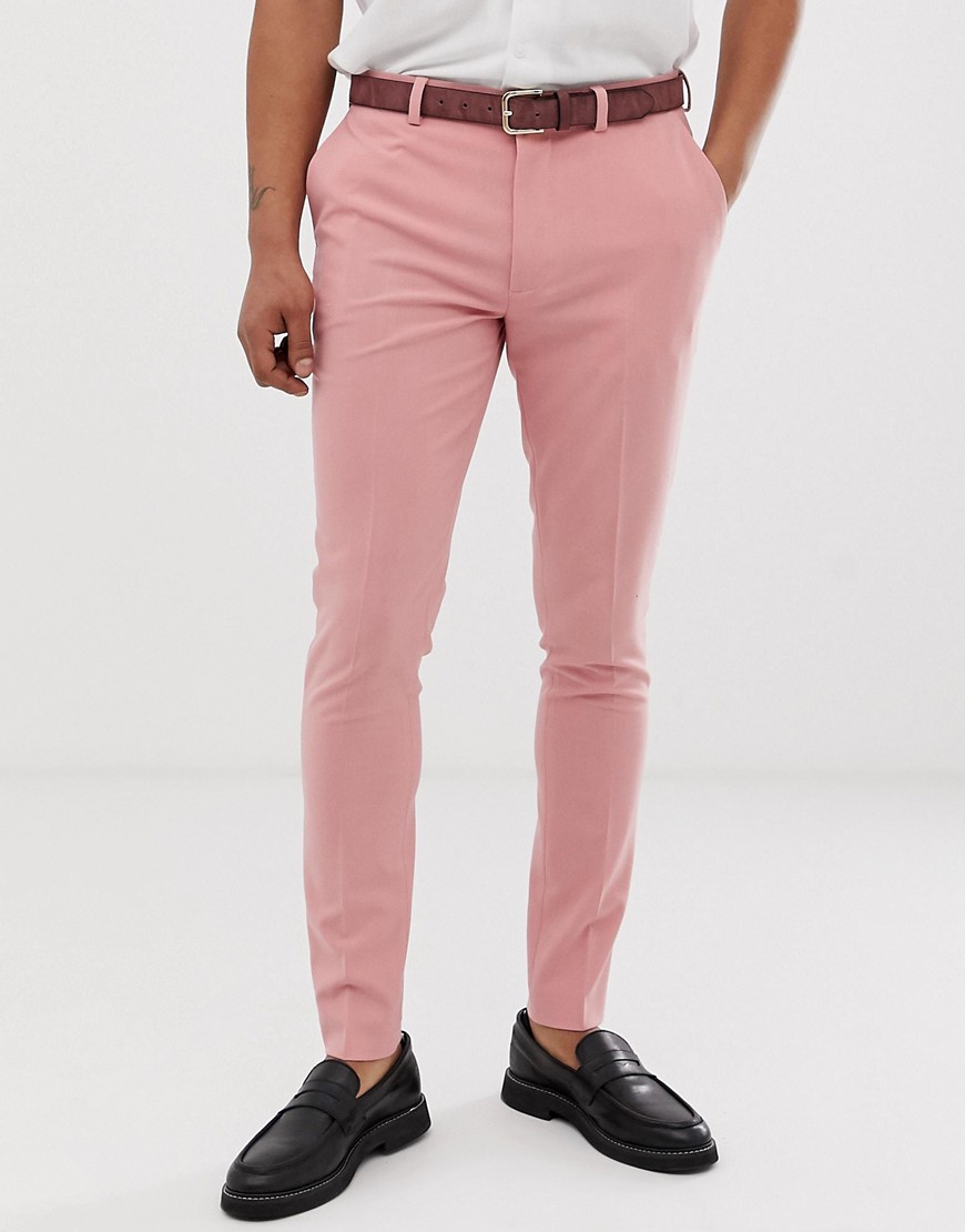 фото Супероблегающие строгие брюки пыльно-розового цвета asos design-розовый