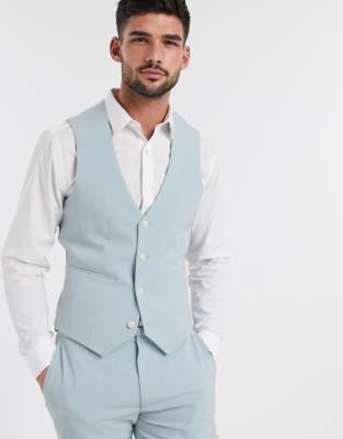  Супероблегающий жилет пастельно-голубого цвета ASOS DESIGN wedding-Голубой