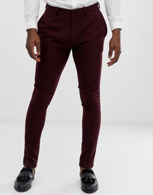 Superskinny bryllupshabit i bordeauxrødt twill-stof fra ASOS DESIGN, 3 af 4