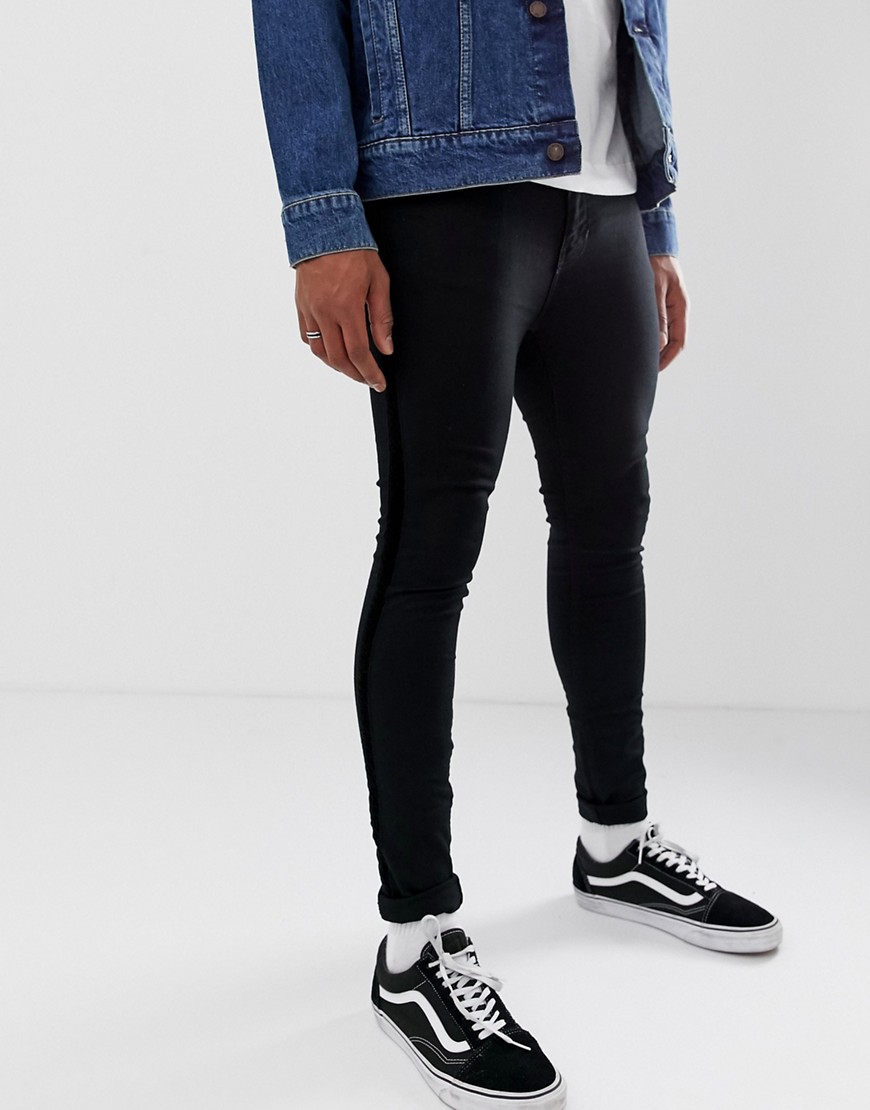 Superskinny jeans med velourstribe i siden fra New Look-Sort