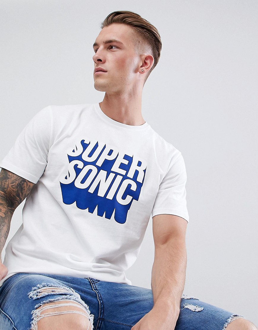 Supersonisk T-shirt fra Only & Sons-Hvid