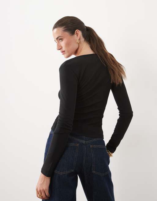 Supre alexis henley long sleeve top in black, 3 of 4