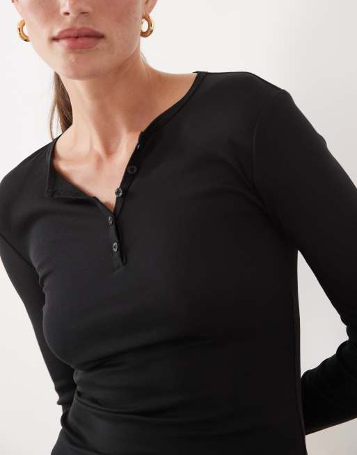 Supre alexis henley long sleeve top in black, 4 of 4