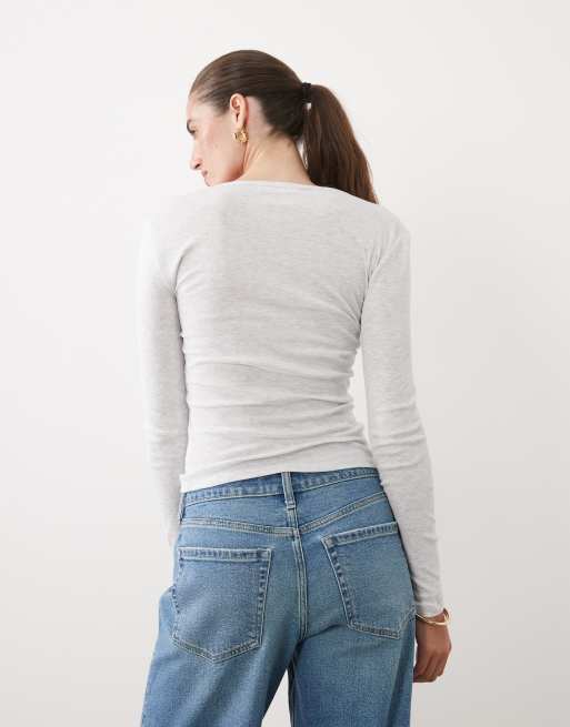 Supre alexis henley long sleeve top in grey, 3 of 4