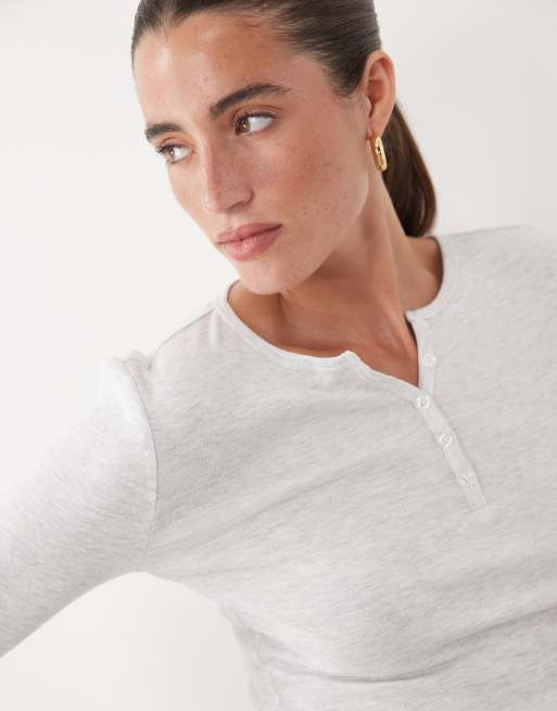 Supre alexis henley long sleeve top in grey, 4 of 4